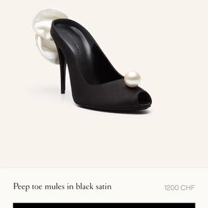 Like new! Magda butrym pearl and flower peep toe mules in black satin.